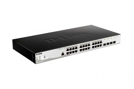 Коммутатор управляемый L2 DGS-1210-28/ME/P/B2A (24 порта 10/100/1000Base-T и 4 порта 1000Base-X SFP функция ИБП для внеш. аккум. DC 12 В D-link 1841603