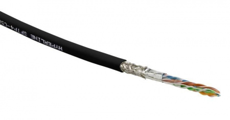 Кабель витая пара SF/UTP кат. 5e 4 пары (24 AWG) ож (solid) экран-фольга+медная оплетка LSZH -20град.C-+75град.C гарантия:15 лет компонентная 25 лет системная SFUTP4-C5E-S24-IN-LSZH-BK-305 Ч (уп.305м) Hyperline 444627