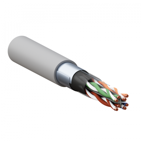 Кабель витая пара TERACOM PRO Cat.6 F/UTP 4 пары solid 23AWG оболочка LSZH нг(А)-HF сер. (уп.305м) EKF TRP-6FTP-04LSH-GY-IN3