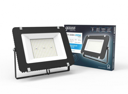 Прожектор светодиодный Qplus 200Вт 6500К IP65 24000лм 175-265В ДО черн. GAUSS 613100200