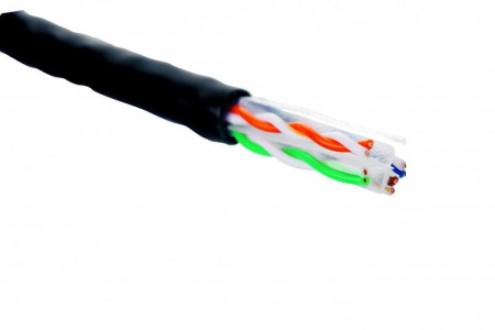 Кабель U/UTP кат.6 4 пары 23 AWG нгА-HF внутр. прокладки черн. коробка 305м Eurolan 19C-U6-12BL-B305