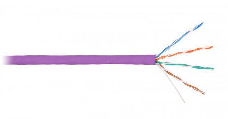 Кабель U/UTP 4 пары кат.5e (Класс D) тест по ISO/IEC 100МГц ож BC (чистая медь) 24AWG (0.50мм) внутр. LSZH нг(А)-HFLTx фиолет. (уп.305м) NIKOLAN NKL 4100C-VL