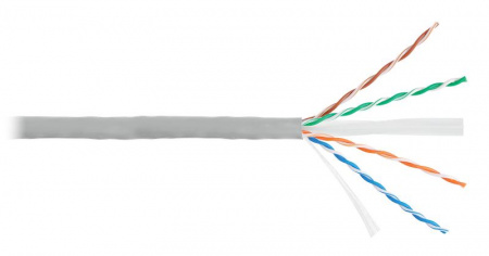Кабель U/UTP 4 пары кат.6 (Класс E) тест по ISO/IEC 250МГц ож BC (чистая медь) 23AWG (0.55мм) внутр. LSZH нг(А)-HFLTx гарантия: 5 лет / 15 лет системная свет. сер. (уп.305м) NIKOLAN NKL 4140C-GY