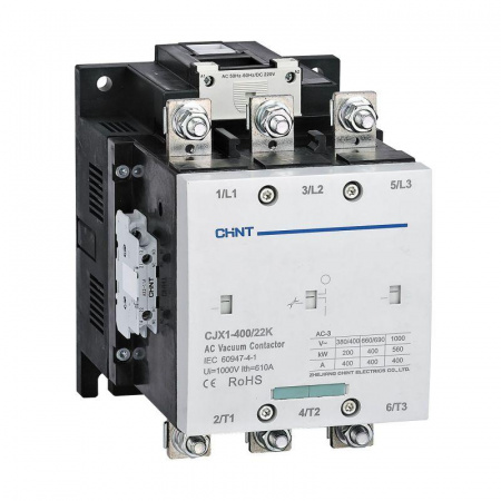Контактор вакуумный CJX1-400/22K 400А кат. 220В AC/DC 2НО+2НЗ AC-3 CHINT 275712