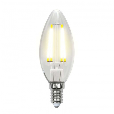 Лампа светодиодная LED-C35-5W/WW/E14/CL/DIM GLA01TR форма "свеча" прозр. Air теплый бел. 3000К диммир. упак. картон Uniel UL-00002860