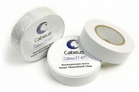 Лента изоляционная ET-WT 19ммх20мх0.13мм бел. Cabeus 7414с