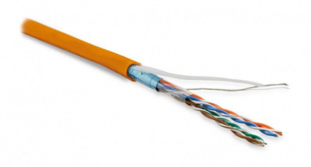 Кабель витая пара FUTP4-C5E-P26-IN-PVC-OR-100 F/UTP экранир. кат. 5e 4 пары (26 AWG) мж (patch) экран - фольга PVC 20град.C - +75град.C (уп.100м) оранж. Hyperline 444996