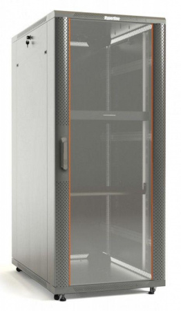 Шкаф напольный 19дюйм 22U 1166х800х800мм (ВхШхГ) передняя дверь стеклянная задняя дверь сплошная ручка с замком 2 вертикальных кабельных организатора (RAL 7035) (разобранный) TTB-2288-AS-RAL7035 сер. Hyperline 451922