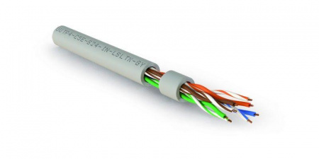 Кабель витая пара U/UTP кат.5E 4х2х24AWG solid нг(А)-LSLTх UUTP4-C5E-S24-IN-LSLTх-GY-305 сер. (уп.305м) Hyperline 426001