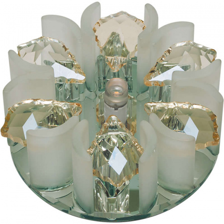 Светильник декоративный встраиваемый DLS-F120 G4 GLASSY/CLEAR+CHAMPAGNE "Fiore" без лампы G4 основание стекло; зеркальн.; отделка кристалл прозр. с элементами цвета шампань Fametto 10638