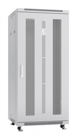 Шкаф монтажный телекоммуникационный напольный ND-05C-27U60/80 19дюйм для распред. и серверн. оборудования 27U 600х800х1388мм передн. и задн. перфорир. двери ручка с замком сер. (RAL 7035) Cabeus 7224c