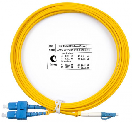 Шнур оптический FOP(d)-9-LC-SC-3m duplex LC-SC 9/125 sm 3м LSZH Cabeus 7354c