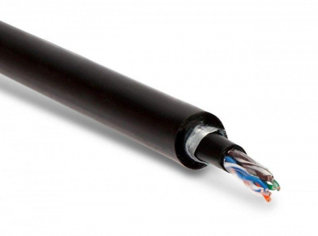 Кабель UUTP4-C5E-S24-ARM-OUT-PE-BK витая пара (U/UTP) кат.5e 4 пары (24 AWG) ож (solid) бронир. стальной лентой внешний PE черн. Hyperline 41657