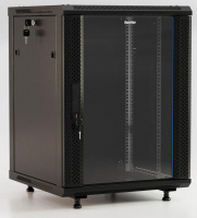 Шкаф настенный TWB-FC-2266-GP-RAL9004 19дюйм 22U 1086х600х600мм стеклян. дверь с перфорацией по бокам ручка с замком с возмож. установки на ножки черн. (RAL 9004) (разобранный) Hyperline 395583