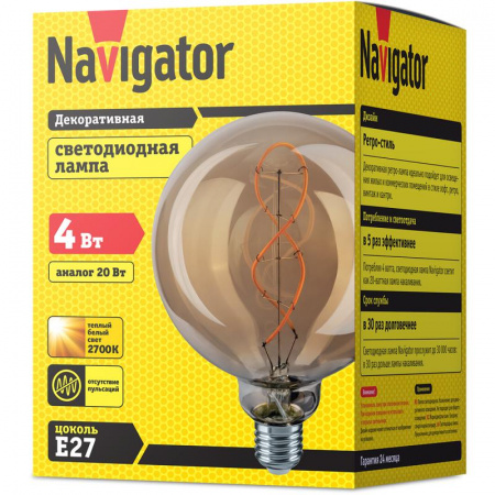 Лампа светодиодная 14 500 NLL-F-G125-4-230-2.7K-E27 прозрачная E27 220-240В NAVIGATOR 14500