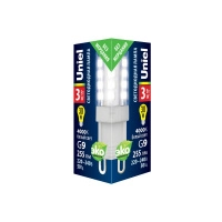 Лампа светодиодная LED-JCD-3W/4000K/G9/CL GLZ09TR 3Вт прозрачная 4000К нейтр. бел. (упак. картон) Uniel UL-00006747