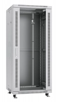 Шкаф монтажный телекоммуникационный напольный SH-05C-27U60/100 19дюйм для распред. и серверн. оборудования 27U 600х1000х1388мм передн. стеклян. и задн. сплошн. метал. двери ручка с замком сер. (RAL 7035) Cabeus 7055c