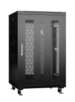 Шкаф монтажный телекоммуникационный напольный ND-05C-18U60/80-BK 19дюйм для распред. и серверн. оборудования 18U 600х800х988мм передн. и задн. перфорир. двери ручка с замком черн. (RAL 9004) Cabeus 8562c