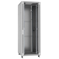 Шкаф монтажный телекоммуникационный напольный SH-05C-47U80/80 19дюйм для распред. и серверн. оборудования 47U 800х800х2277мм передн. стеклян. и задн. сплошн. метал. двери ручка с замком сер. (RAL 7035) Cabeus 7864c