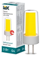 Лампа светодиодная COB 3Вт капсульная 4000К нейтр. бел. G4 230В керамика IEK LLE-COB-3-230-40-G4