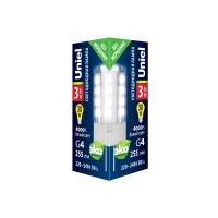 Лампа светодиодная LED-JC-220/3W/4000K/G4/CL GLZ09TR 3Вт прозрачная 4000К нейтр. бел. (упак. картон) Uniel UL-00006743