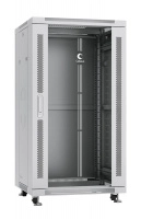 Шкаф монтажный телекоммуникационный напольный SH-05C-22U60/100 19дюйм для распред. и серверн. оборудования 22U 600х1000х1166мм передн. стеклян. и задн. сплошн. метал. двери ручка с замком сер. (RAL 7035) Cabeus 7054c