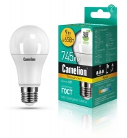 Лампа светодиодная LED9-A60/830/E27 9Вт грушевидная 3000К тепл. бел. E27 680лм 220-240В Camelion 12043