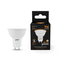 Лампа светодиодная Black 9Вт MR16 софит 3000К тепл. бел. GU10 830лм GAUSS 101506109