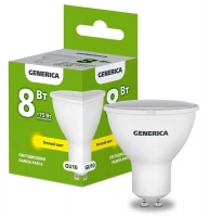 Лампа светодиодная PAR16 8Вт софит 3000К GU10 230В GENERICA LL-PAR16-08-230-30-GU10-G