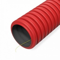 Труба гофрированная двустенная ПНД гибкая d40мм с протяжкой SN49 750 красн. (уп.150м) Промрукав PR15.0284