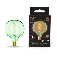 Лампа светодиодная филаментная Black Filament 5Вт G125 шар 1800К тепл. бел. E27 190лм GAUSS 1012802105