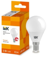 Лампа светодиодная ECO G45 3Вт шар 3000К тепл. бел. E14 216лм 230-240В IEK LLE-G45-3-230-30-E14
